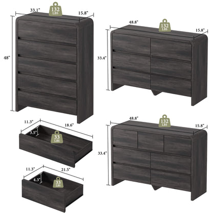 Garyon Modern Bedroom Furniture Set -5+6+7Black