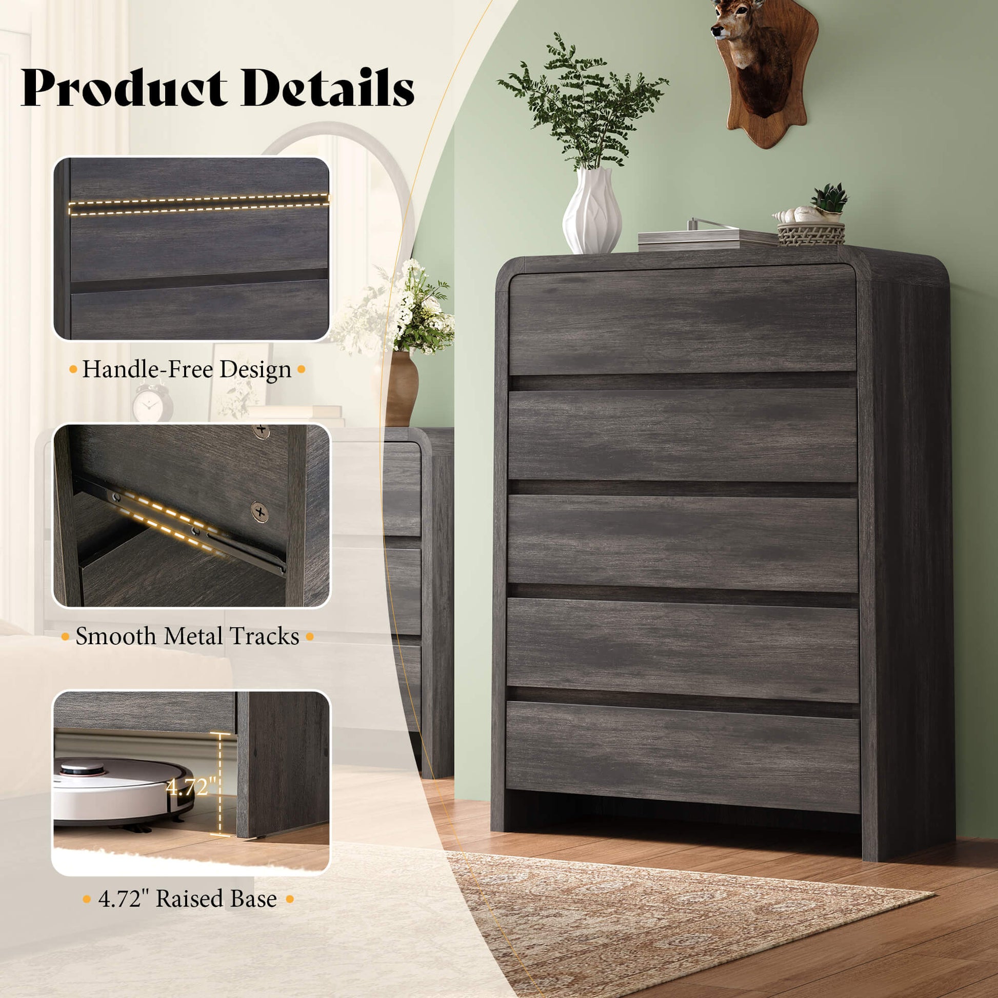 Garyon Modern Bedroom Furniture Set -5+6+7Black