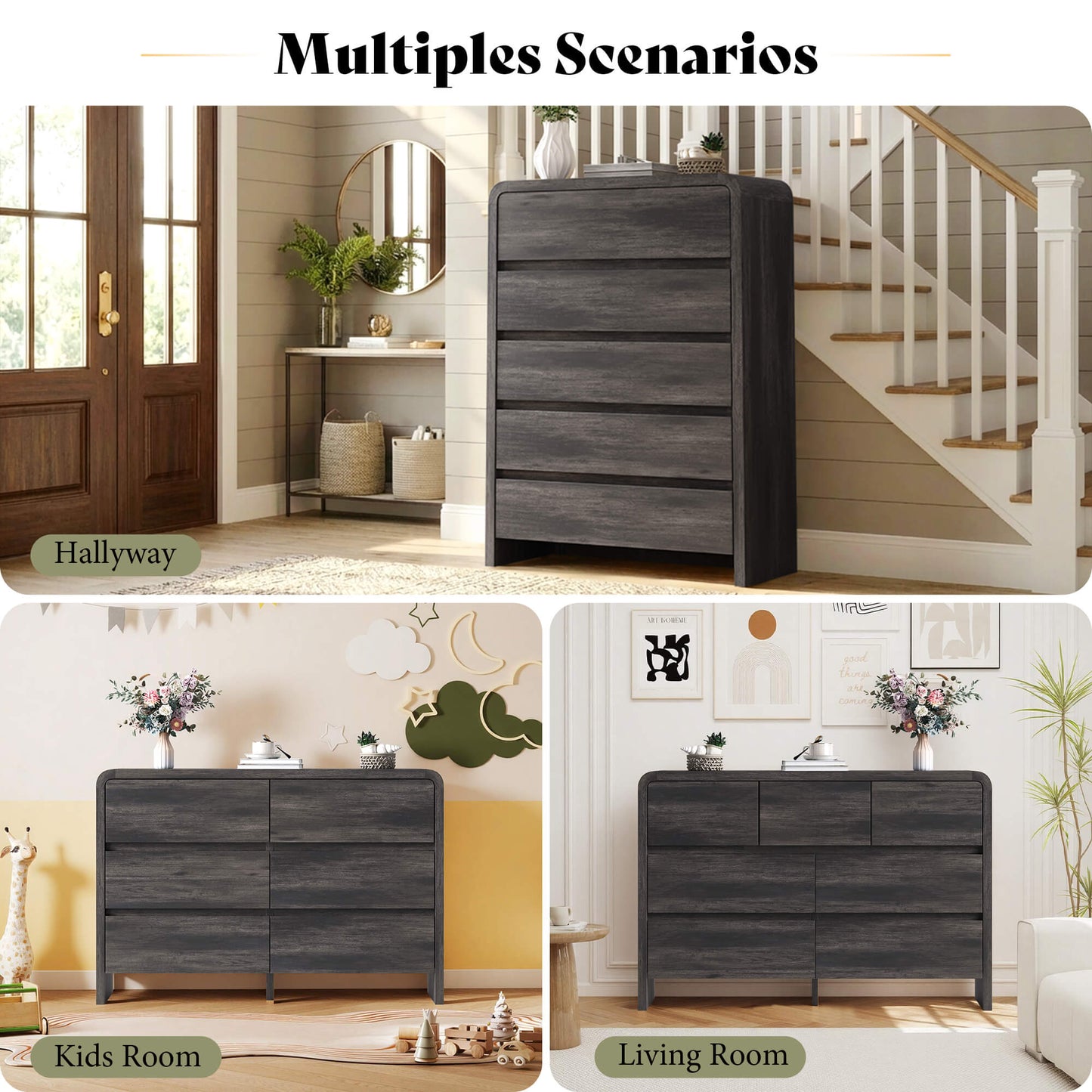 Garyon Modern Bedroom Furniture Set -5+6+7Black