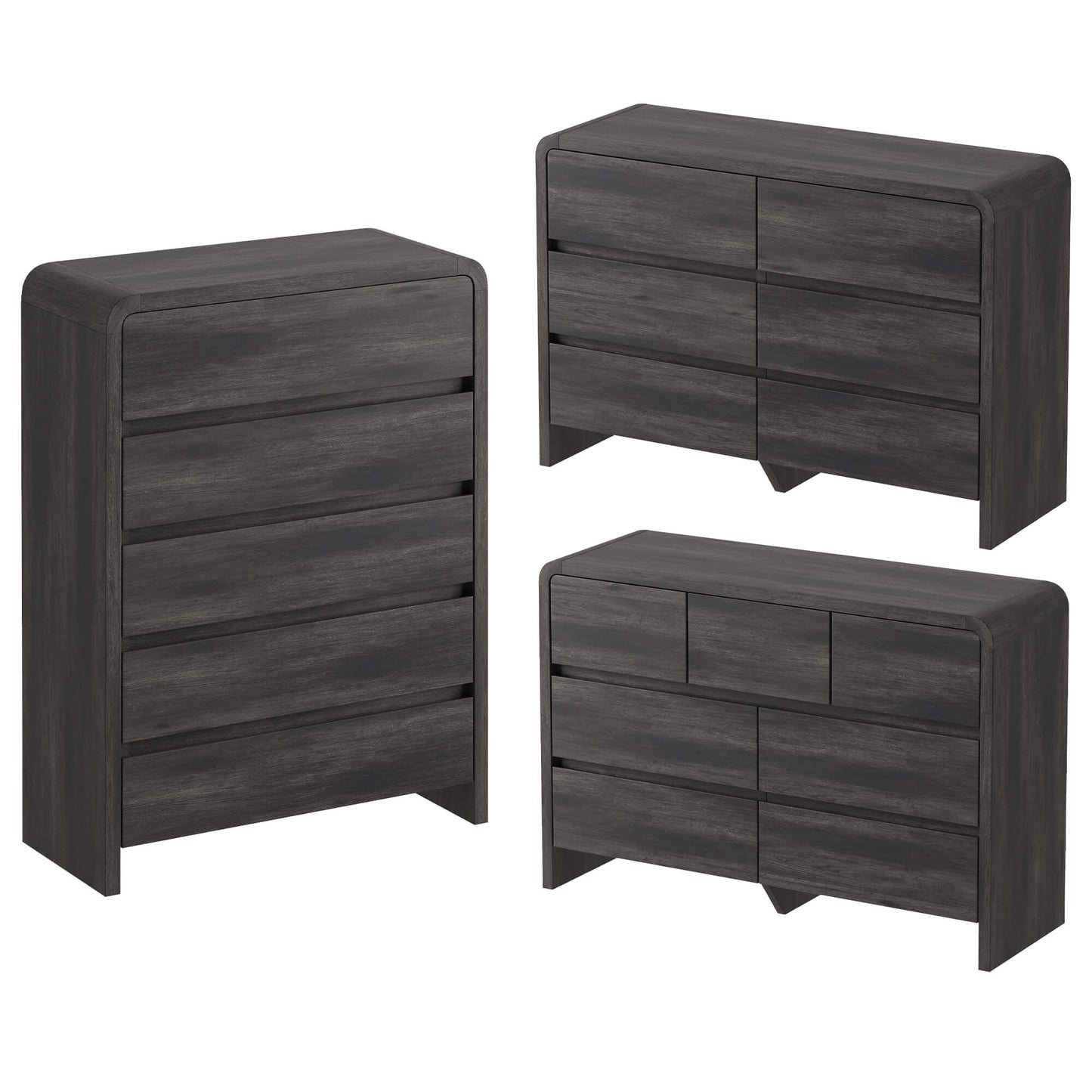 Garyon Modern Bedroom Furniture Set -5+6+7Black