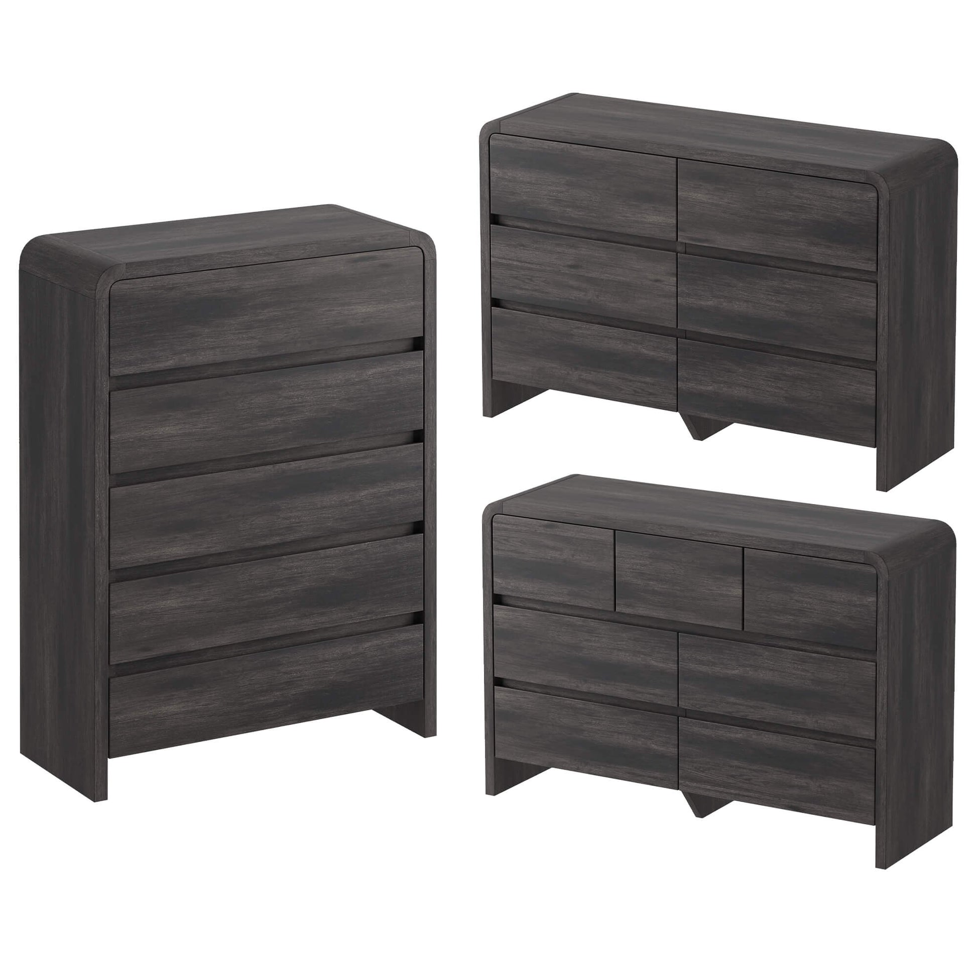 Garyon Modern Bedroom Furniture Set -5+6+7Black
