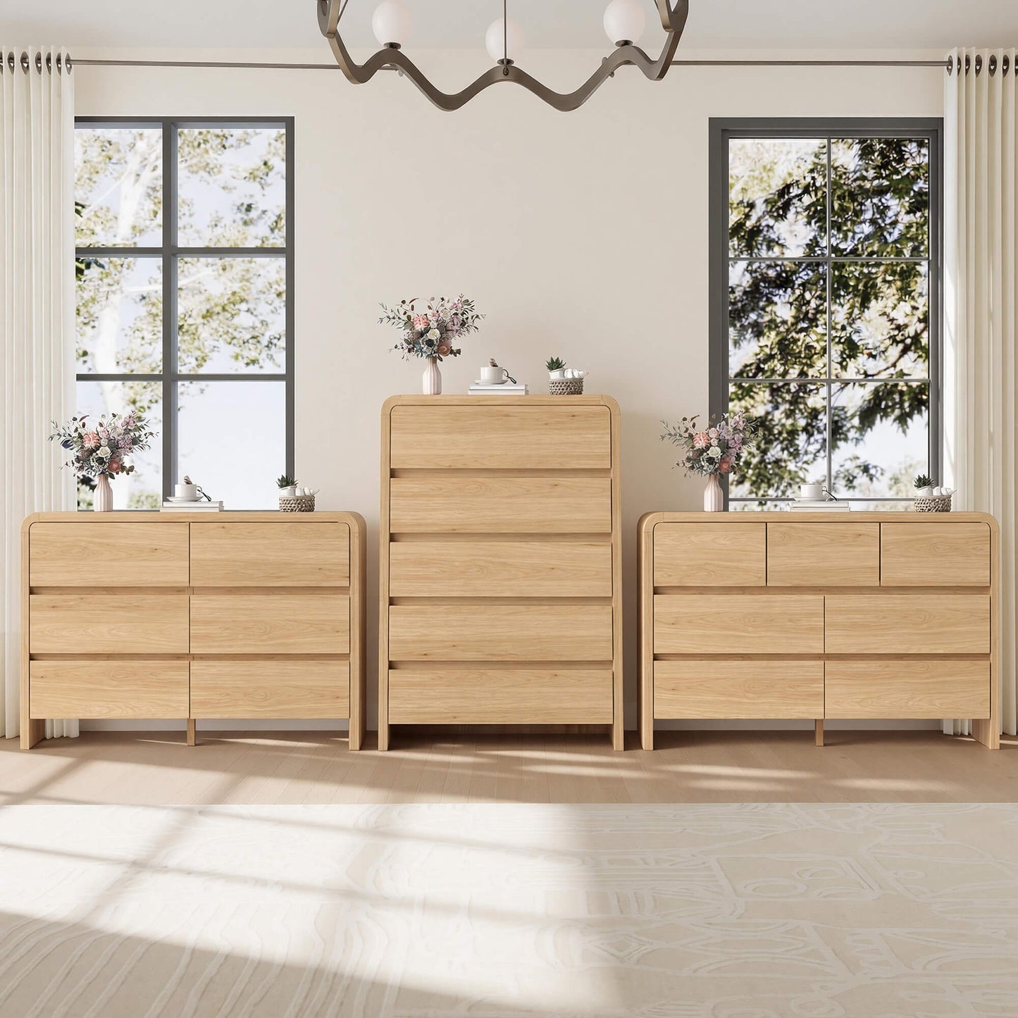 Garyon Modern Bedroom Furniture Set -5+6+7LightOak