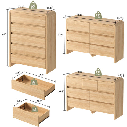 Garyon Modern Bedroom Furniture Set -5+6+7LightOak