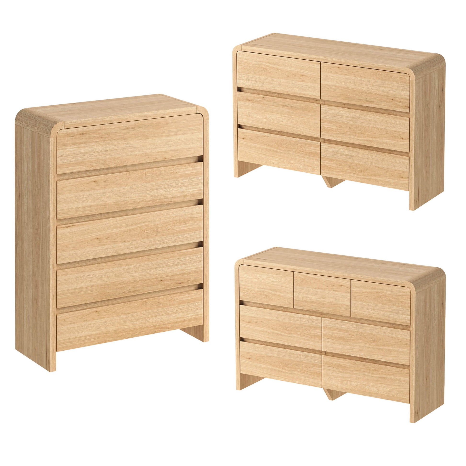 Garyon Modern Bedroom Furniture Set -5+6+7LightOak
