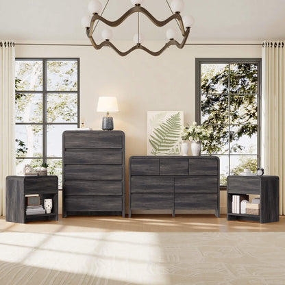 Garyon Modern Bedroom Furniture Set -5+7+2Black