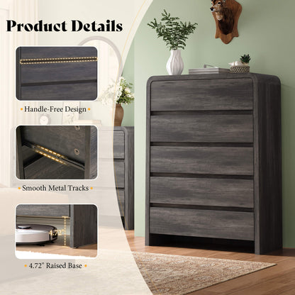 Garyon Modern Bedroom Furniture Set -5+7+2Black