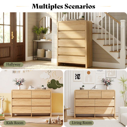 Garyon Modern Bedroom Furniture Set -5+7+2LightOak
