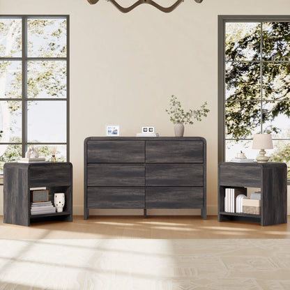 Garyon Modern Bedroom Furniture Set -6+2Black
