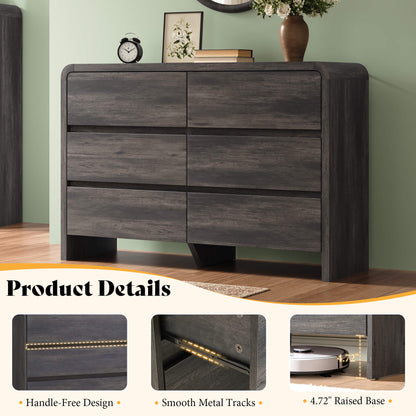 Garyon Modern Bedroom Furniture Set -6+2Black