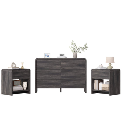 Garyon Modern Bedroom Furniture Set -6+2Black