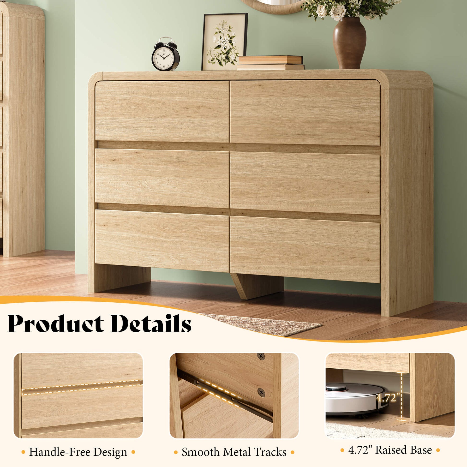 Garyon Modern Bedroom Furniture Set -6+2LightOak