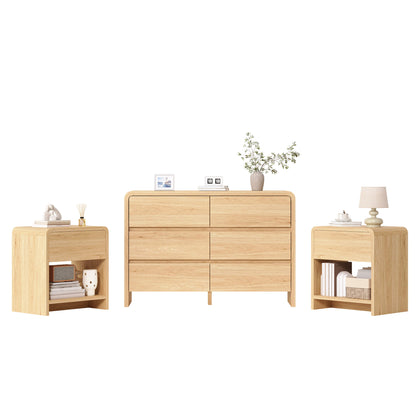 Garyon Modern Bedroom Furniture Set -6+2LightOak
