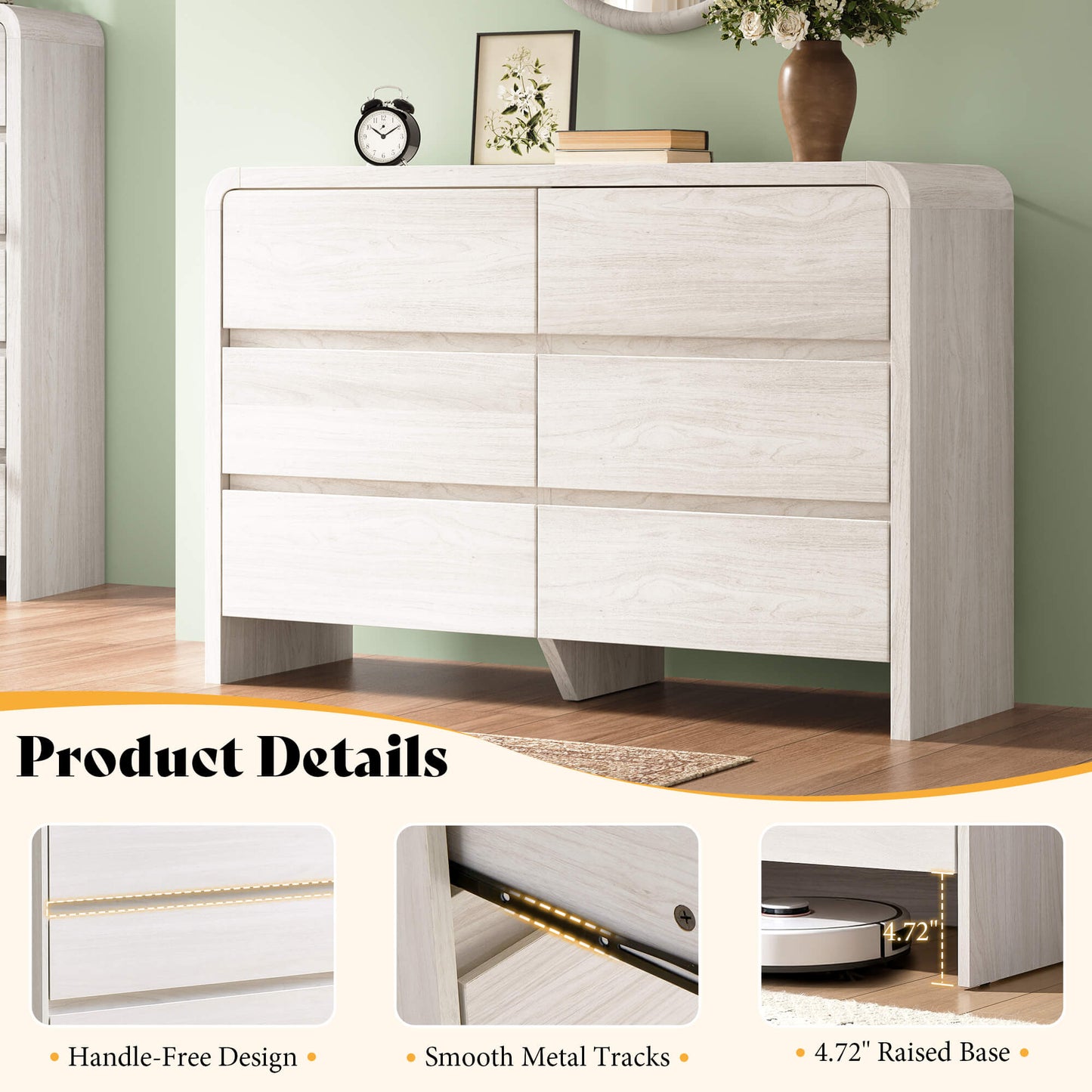 Garyon Modern Bedroom Furniture Set -6+2White