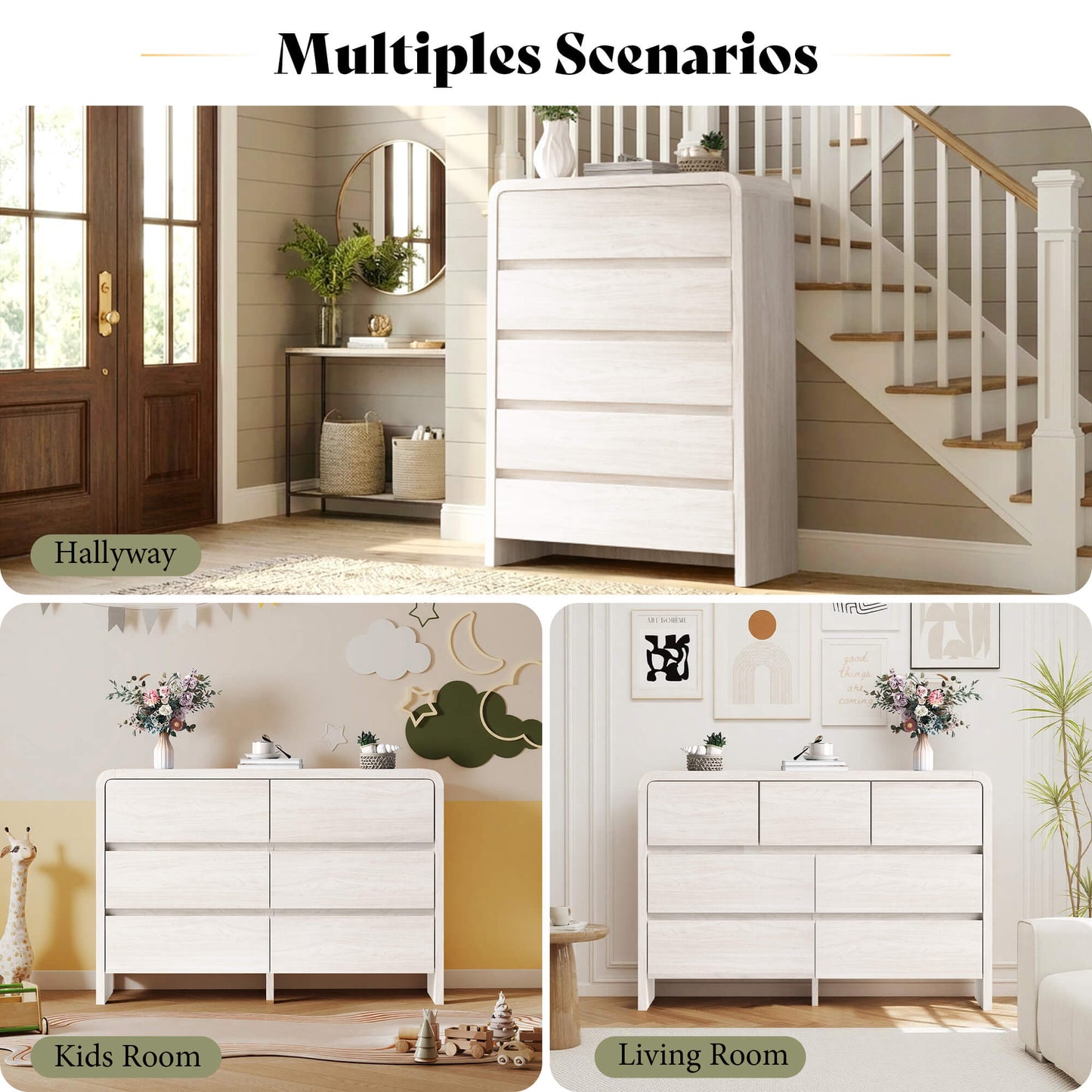 Garyon Modern Bedroom Furniture Set -6+2White