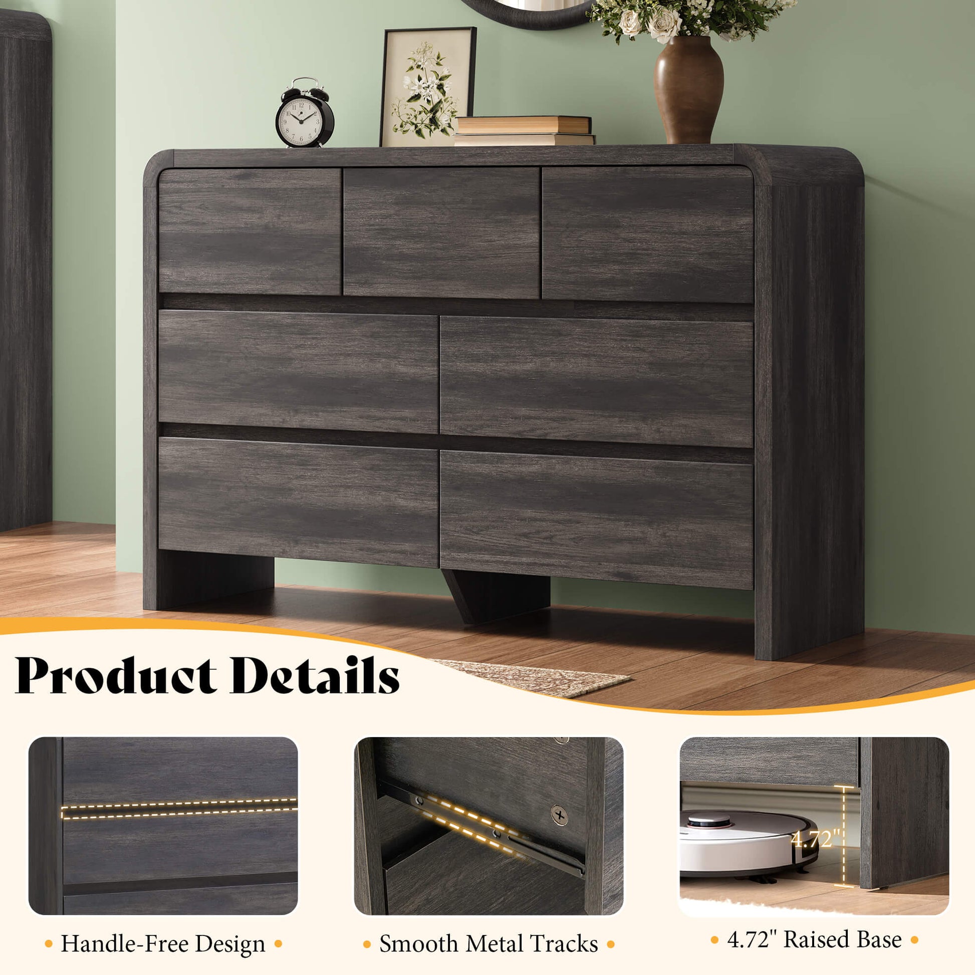 Garyon Modern Bedroom Furniture Set -7+2Black