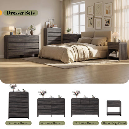 Garyon Modern Bedroom Furniture Set -7+2Black