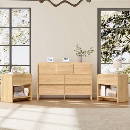 Garyon Modern Bedroom Furniture Set -7+2LightOak