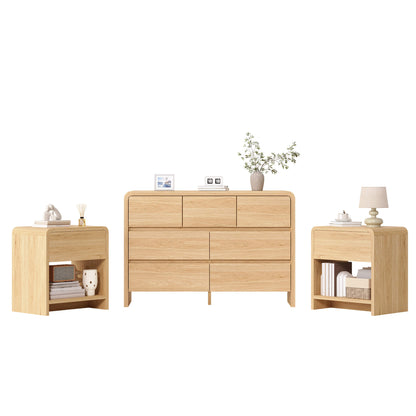 Garyon Modern Bedroom Furniture Set -7+2LightOak