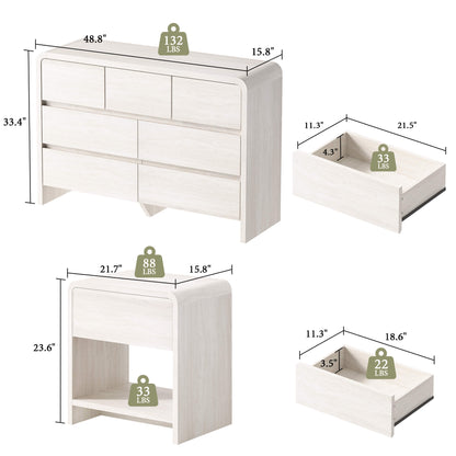 Garyon Modern Bedroom Furniture Set -7+2White
