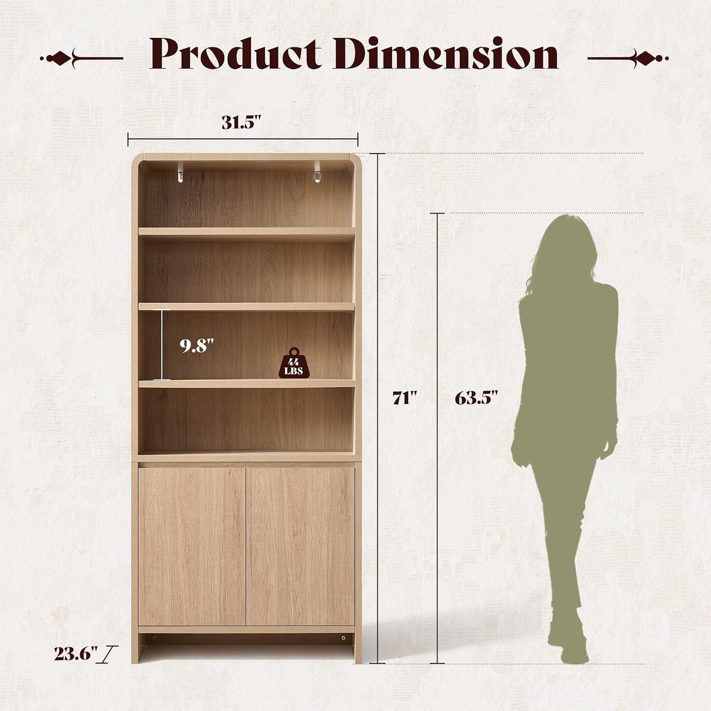 Arcova 71" Tall Bookshelf Amerlife Nature Oak