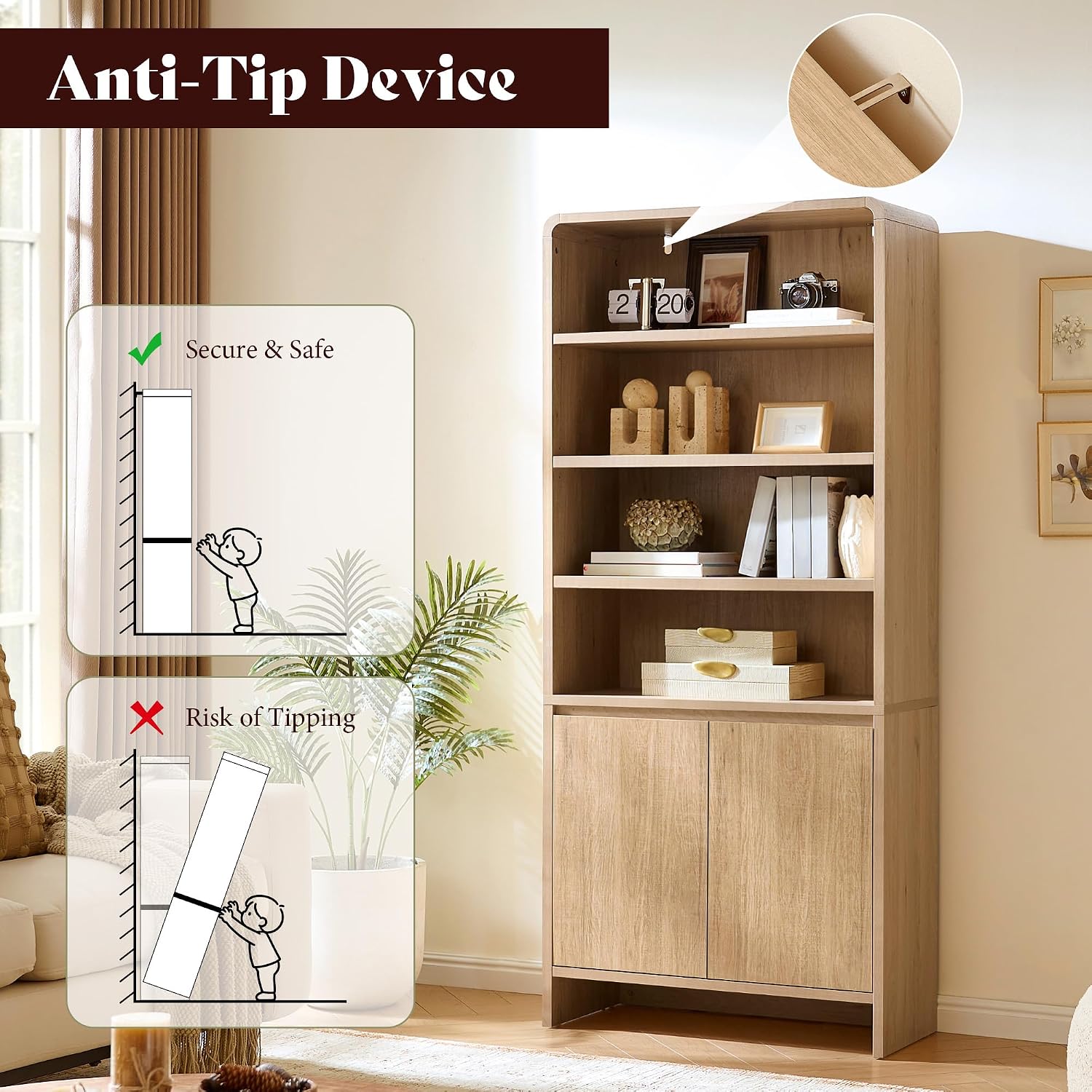 Arcova 71" Tall Bookshelf Amerlife Nature Oak