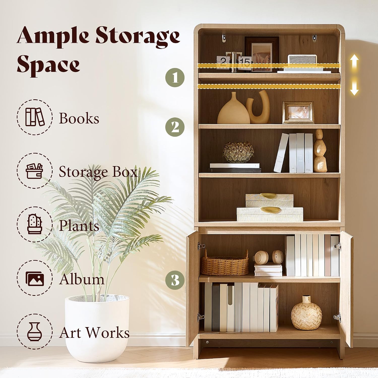 Arcova 71" Tall Bookshelf Amerlife Nature Oak
