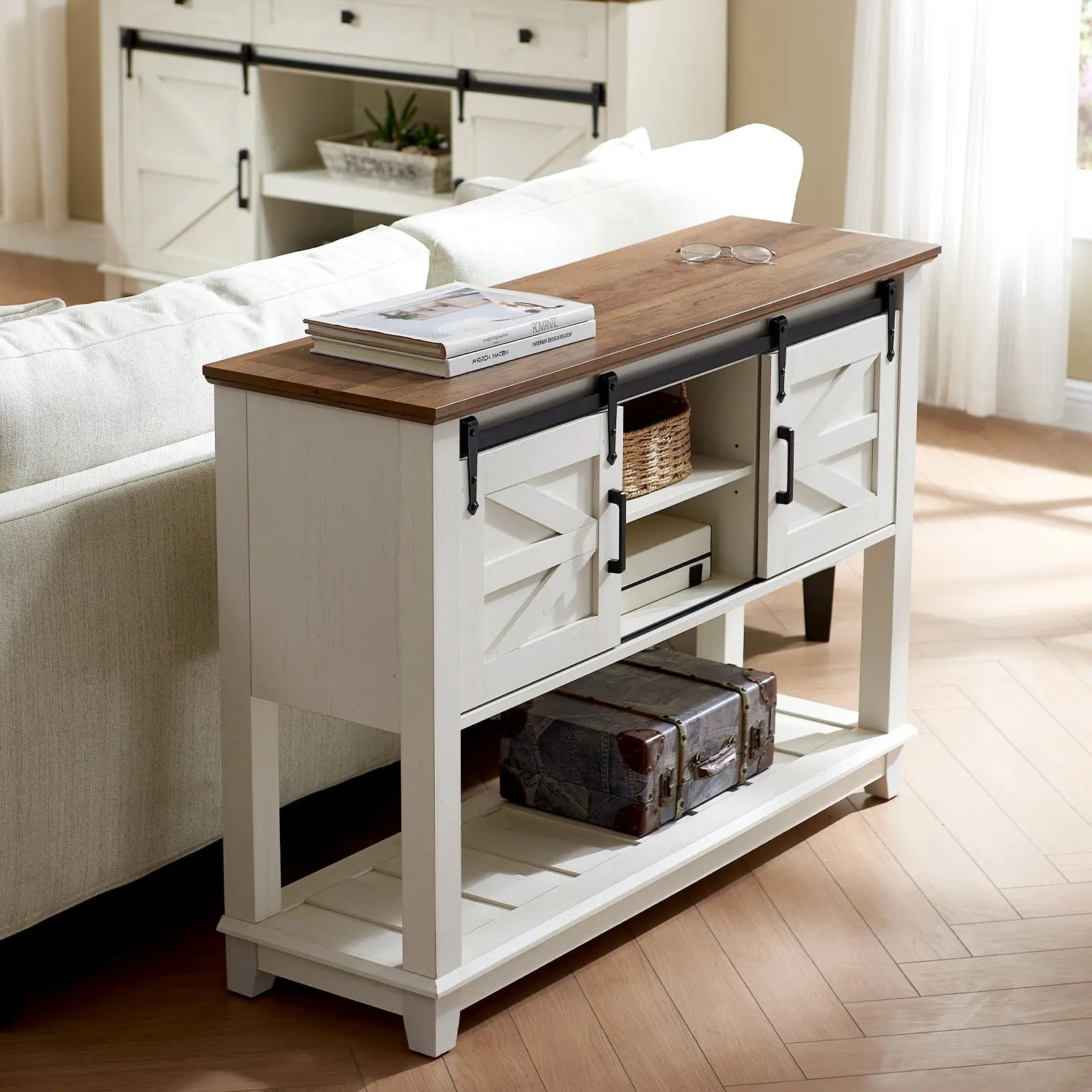 Rustic white sofa table online