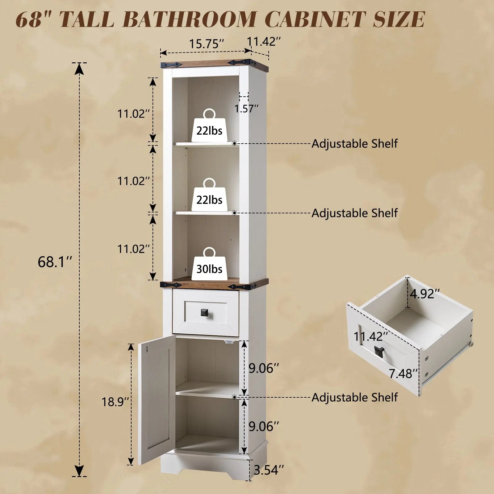 Bourbon CBV012Rustic Oak & White