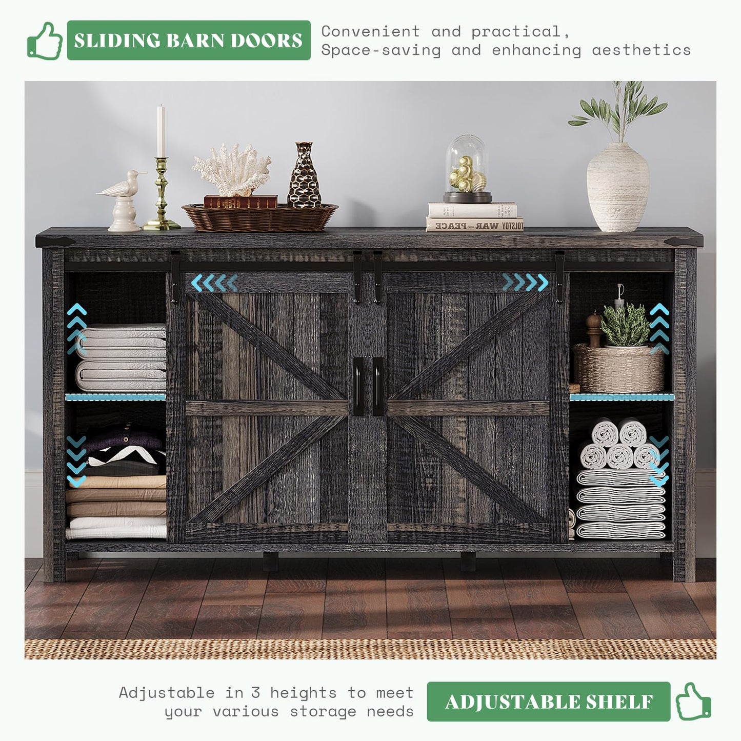 Farmhouse Bedroom Set with Storage Amerlife Black Oak