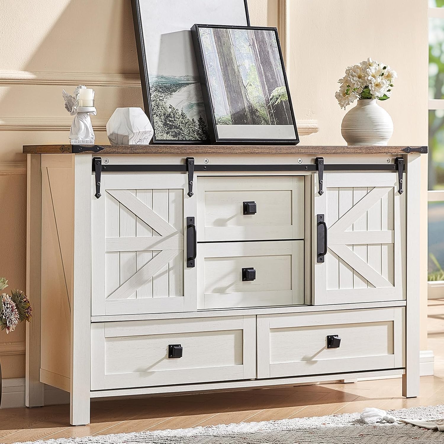 Farmhouse Bedroom Set with Storage Amerlife Antique White
