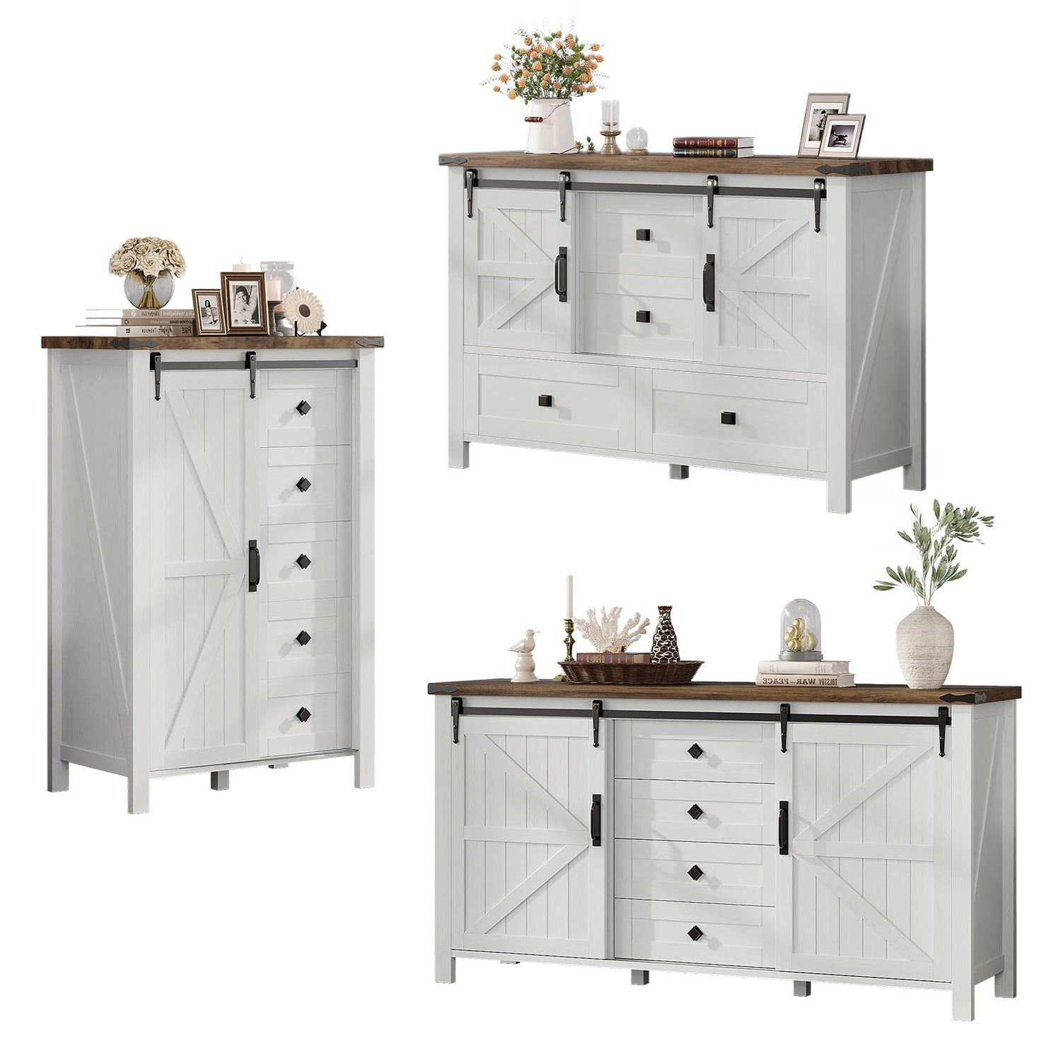 Marlowe Farmhouse Dresser Set Amerlife Distressed White