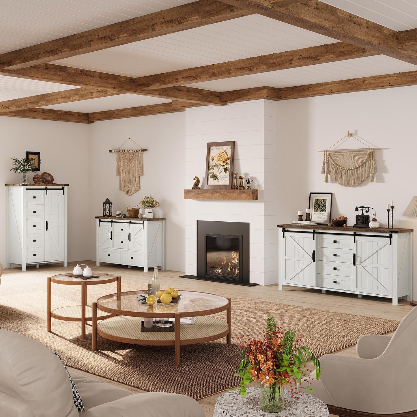 Marlowe Farmhouse Dresser Set Amerlife Distressed White