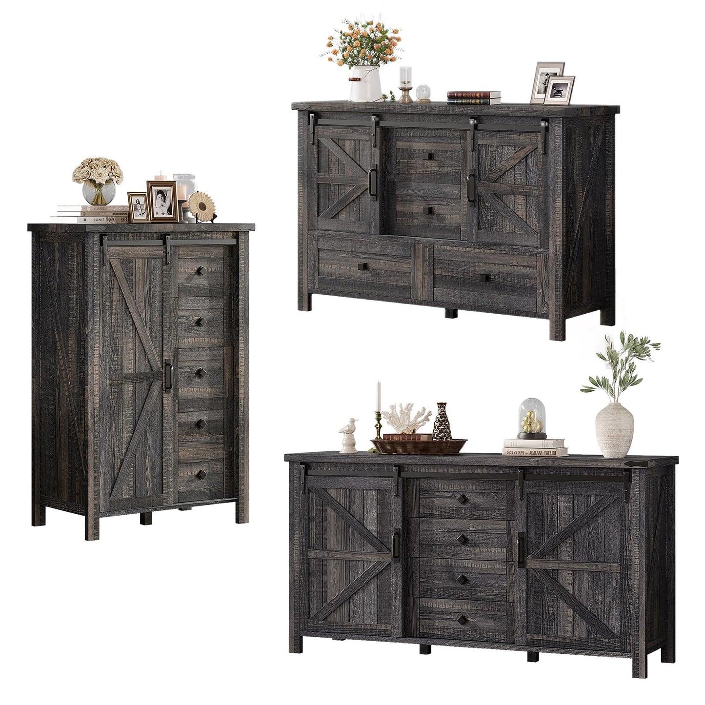 Marlowe Farmhouse Dresser Set Amerlife Black Oak