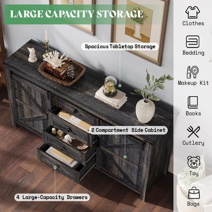 Marlowe Farmhouse Dresser Set Amerlife Black Oak