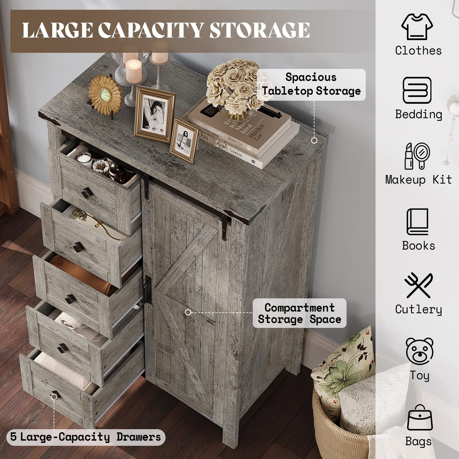 Marlowe Farmhouse Dresser Set Amerlife Light Rustic Oak