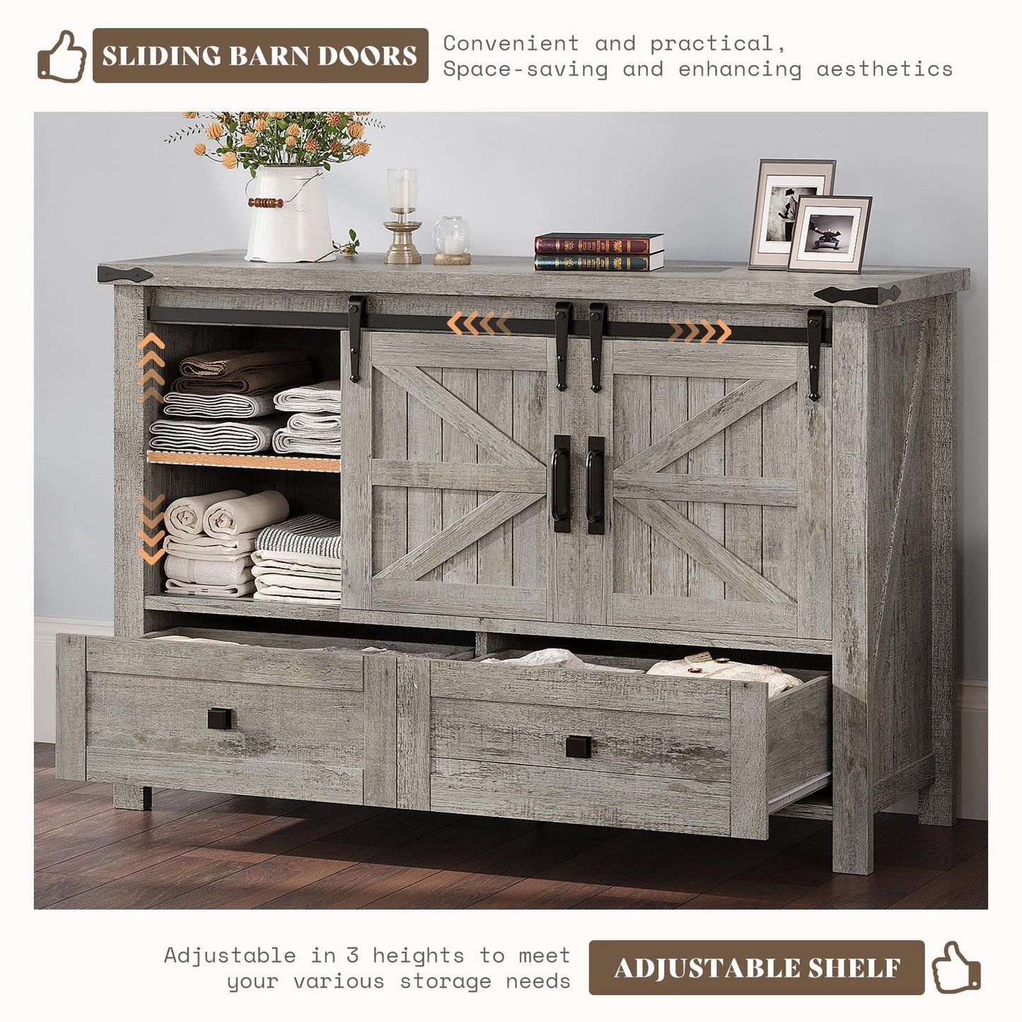 Marlowe Farmhouse Dresser Set Amerlife Light Rustic Oak