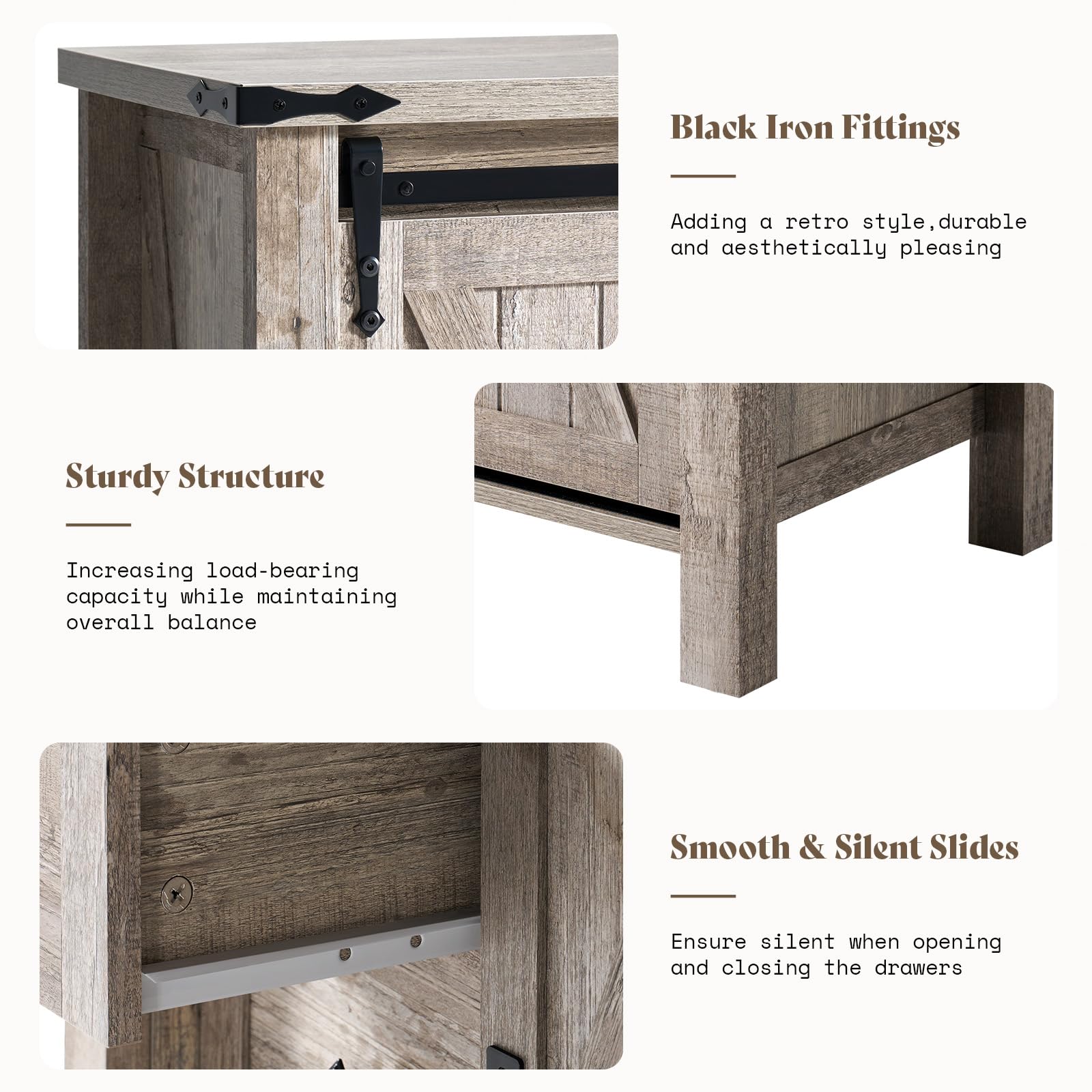 Marlowe Farmhouse Dresser Set Amerlife Light Rustic Oak