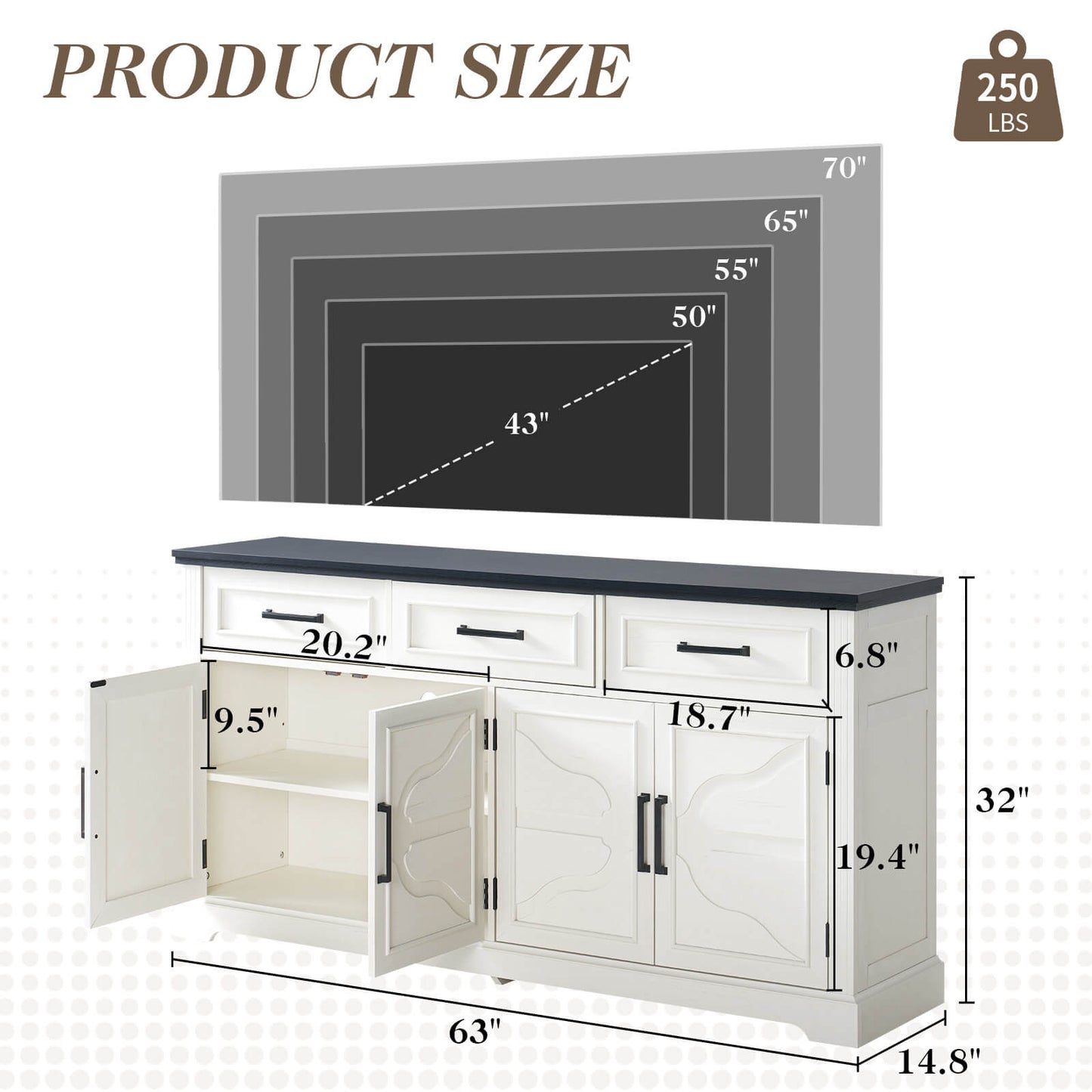 CBS102 Leicester Sideboard White