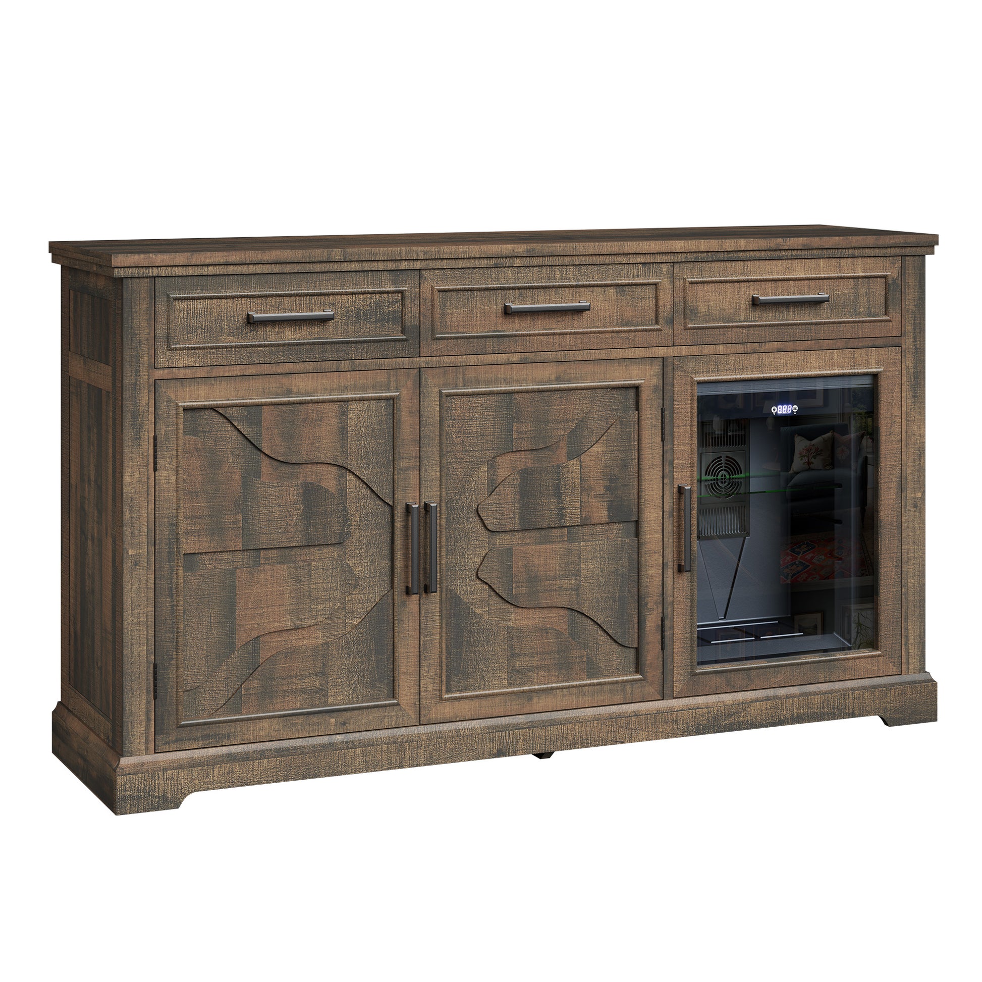 Frost Farmhouse Coffee Bar Cabinet Brown