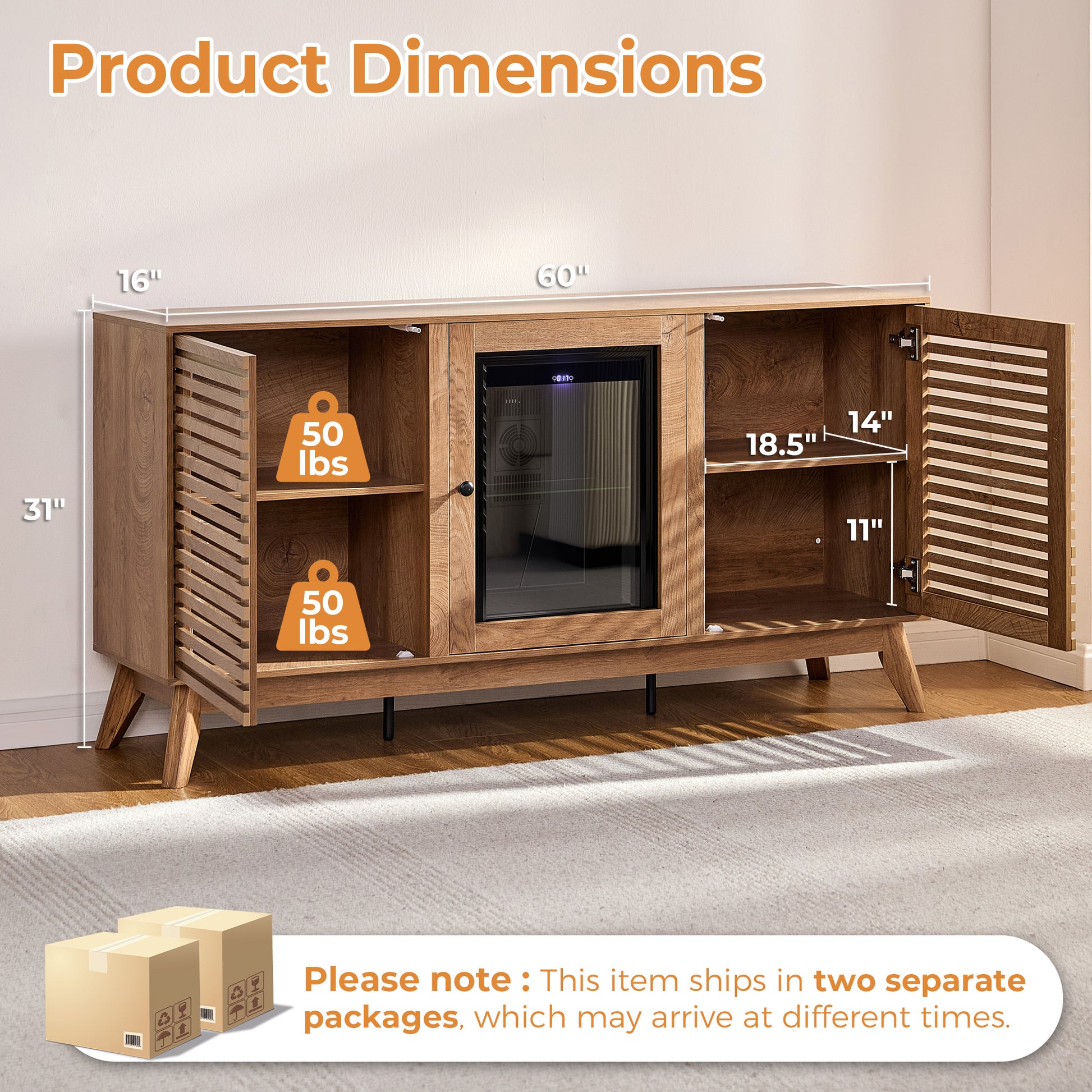 Grill Coffee Bar Cabinet - Brown
