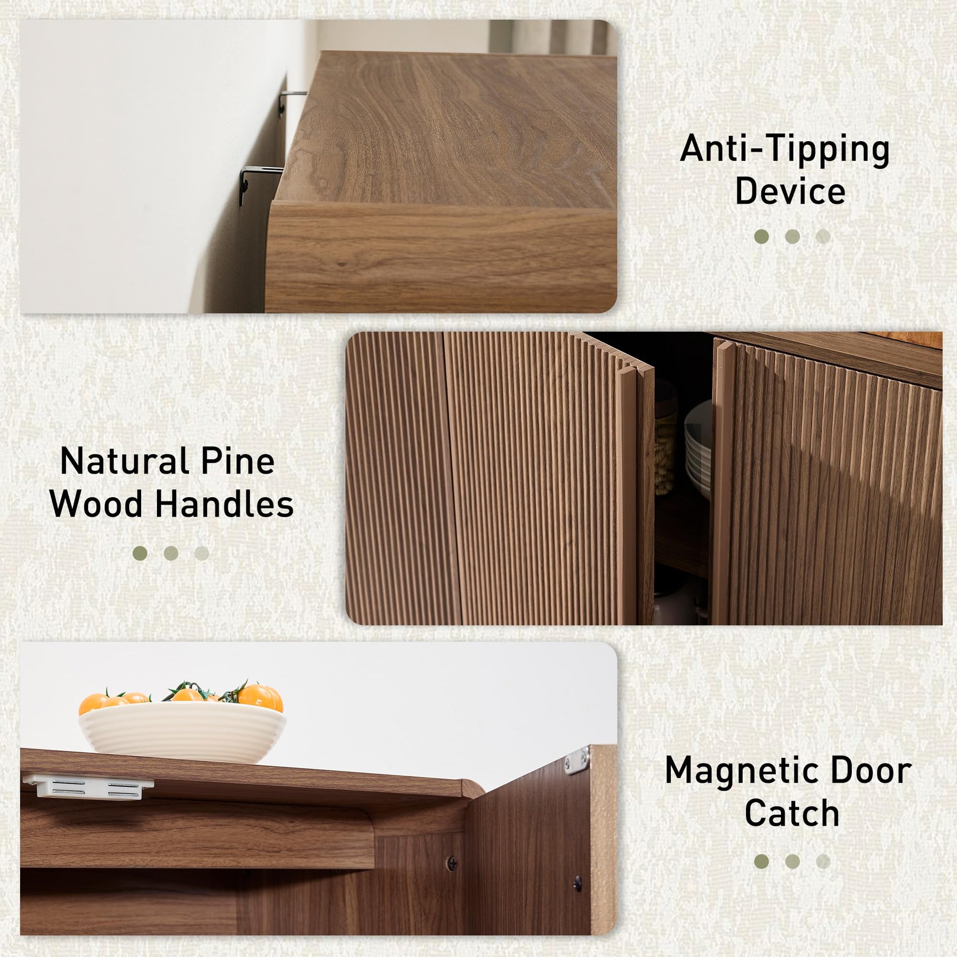 Sidra Fluted Buffet Cabinet Amerlife Brown