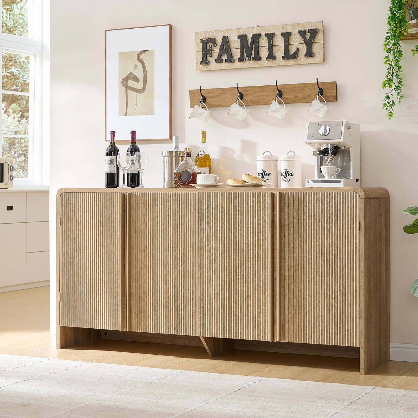 Sidra Fluted Buffet Cabinet Amerlife Natural Oak