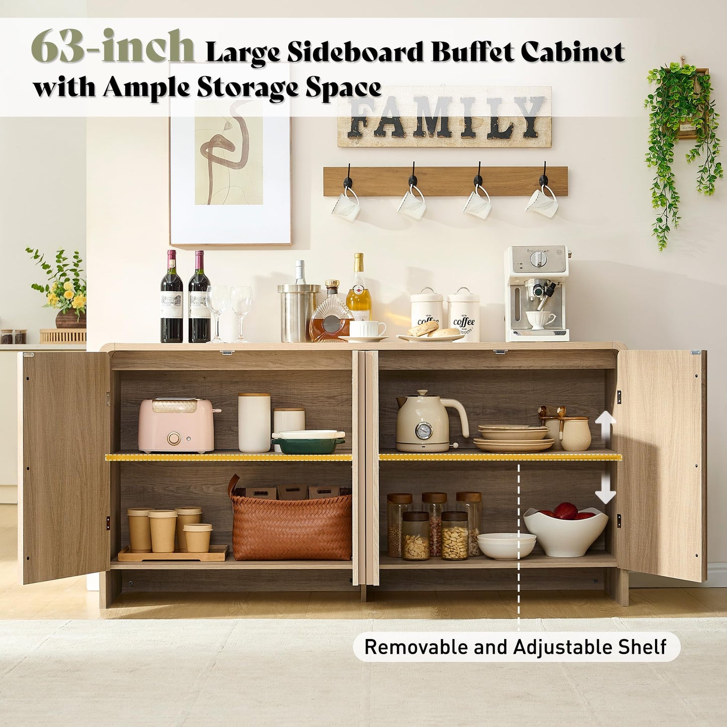 Sidra Fluted Buffet Cabinet Amerlife Natural Oak