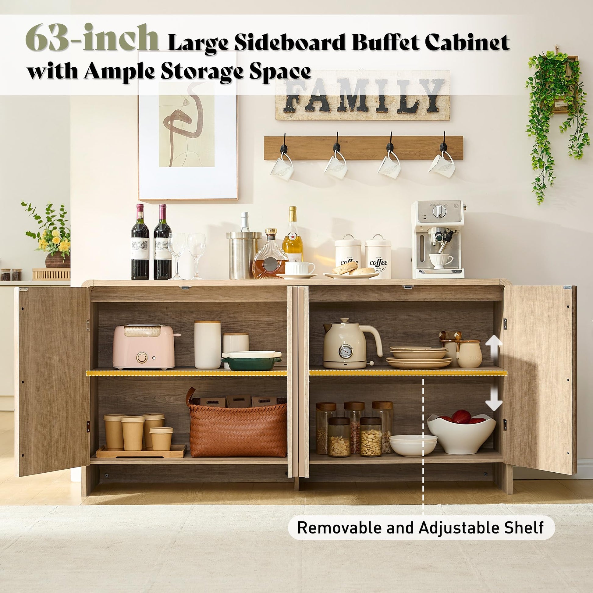 Sidra Fluted Buffet Cabinet Amerlife Natural Oak