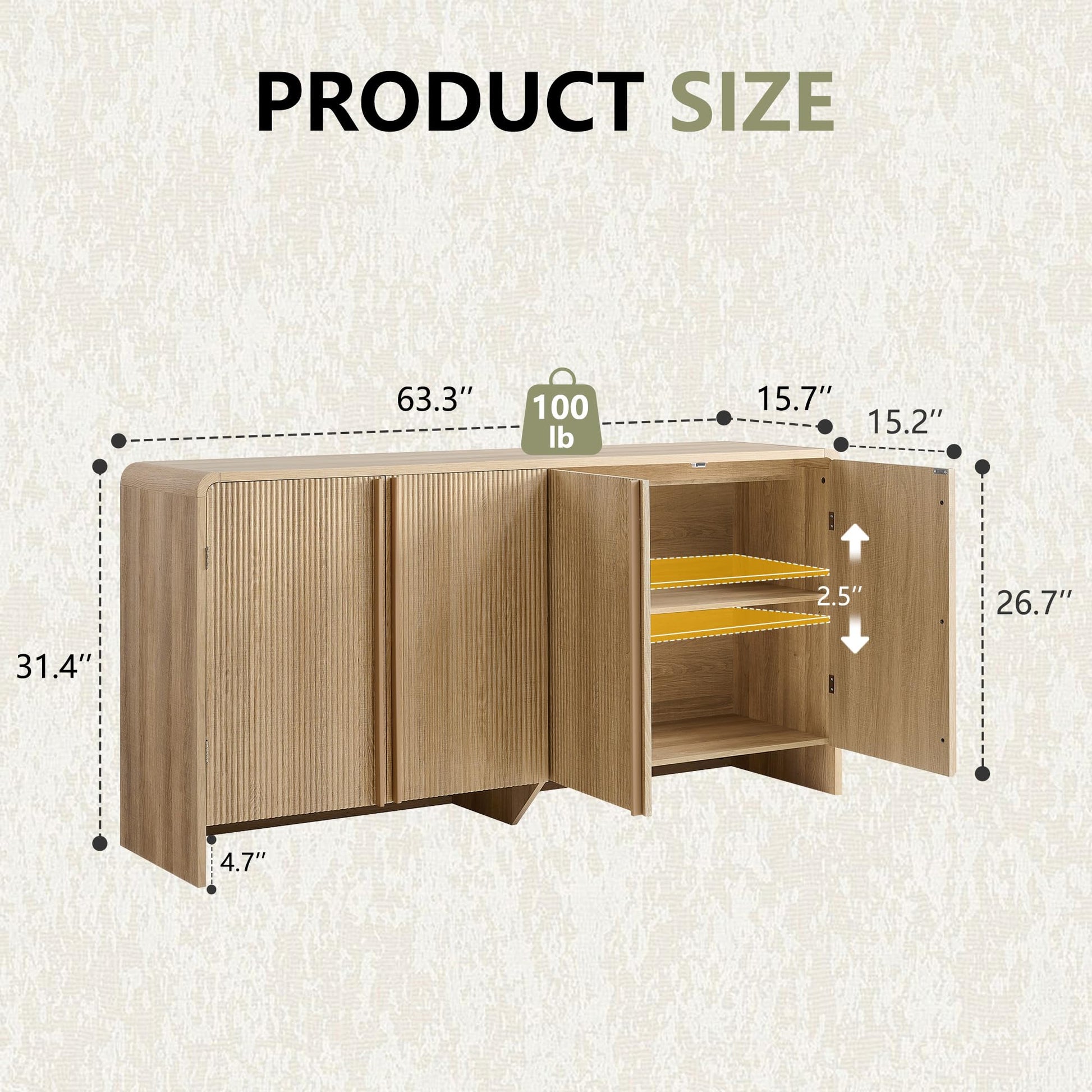 Sidra Fluted Buffet Cabinet Amerlife Natural Oak