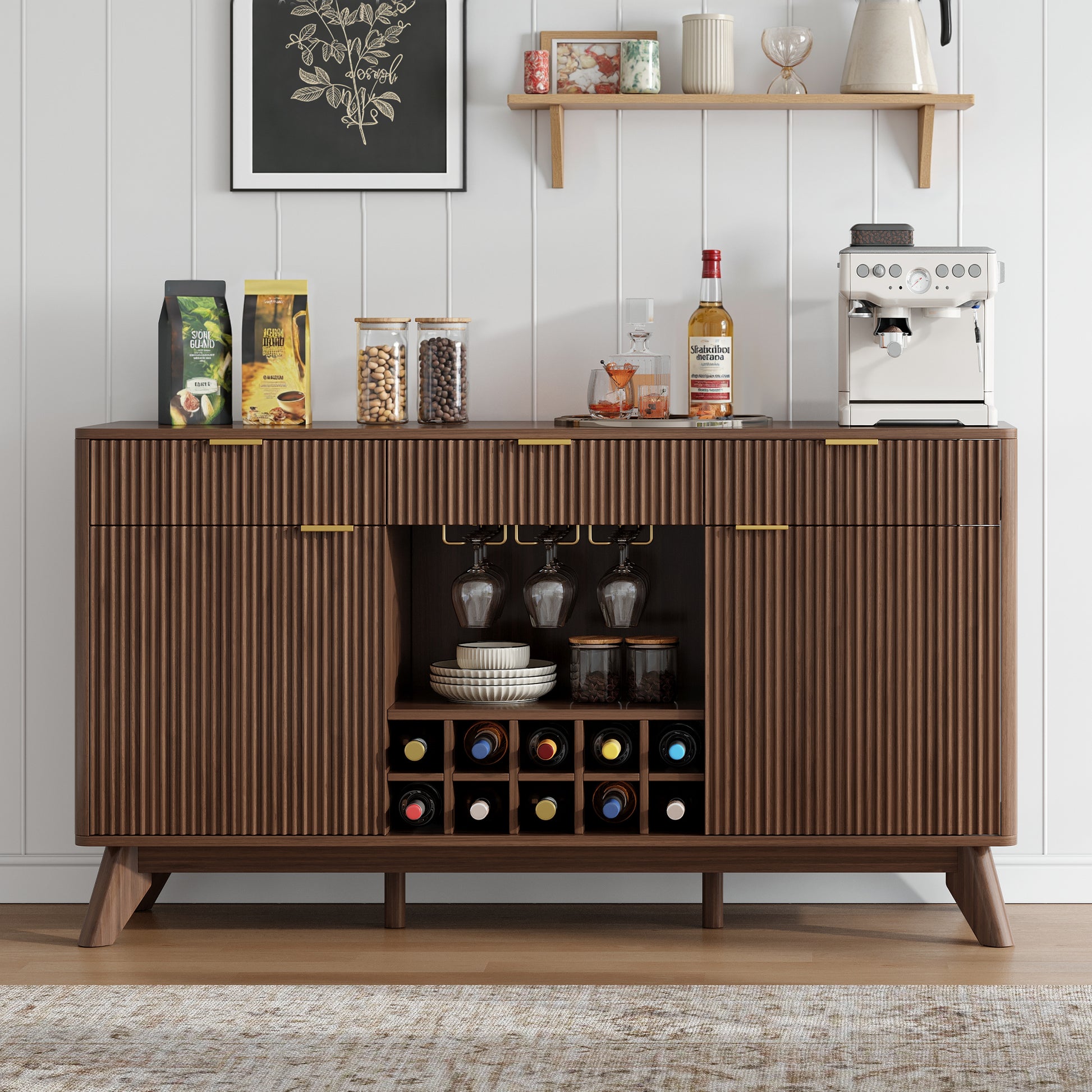 Form Wine Cabinet with Fridge Walnut