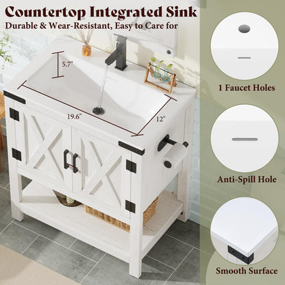 Farmhouse Vanity with Integrated Sink Amerlife  Antique White 24“