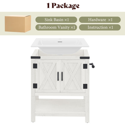 Farmhouse Vanity with Integrated Sink Amerlife  Antique White 24“