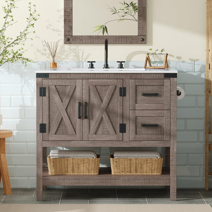 Farmhouse Vanity with Integrated Sink Amerlife Light Grey 36”