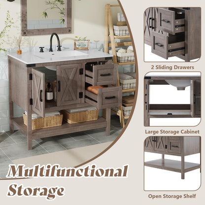 Farmhouse Vanity with Integrated Sink Amerlife Light Grey 36”